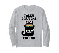 Token Straight Friend Gay Pride Ally Cat Purride LGBTQ Flag Maglia a Manica
