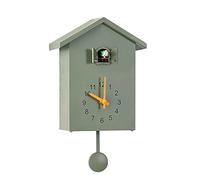 Tokenhigh Orologio da parete a cucù con voce di uccello, moderno orologio a pendolo con pendolo, orologio da parete decorativo a cucù con funzione di riposo notturno, per casa, soggiorno (verde)