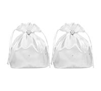 TOKIDNY 2 Pezzi Borsa da Sposa in Raso Bianco a Forma di Cuore con Design Esclusivo e Cinturino con Strass per Matrimonio ed Eventi Serali