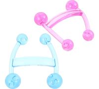 TOKIDNY 2 pezzi Massaggiatore Manuale Mini con Testine per Schiena e Collo Strumento di Massaggio Nodi per Rilassamento Muscolare Uso Facile e Portatile per Casa e Ufficio Azzurro e Rosa