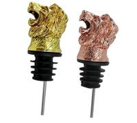 TOKIDNY 2 Tappi Versatori per Vino Testa di Leone in Lega, Tappi Bottiglia Creativi Oro Rosa e Dorato, Versatori per Feste in Casa e Conservazione Vino