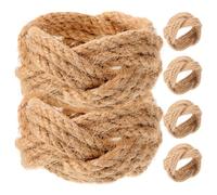 TOKIDNY 6 Pezzi Anelli per Tovaglioli in Corda di Lino Stile Rustico Khaki Leggeri e Facili da Conservare per Matrimoni e Feste di Compleanno
