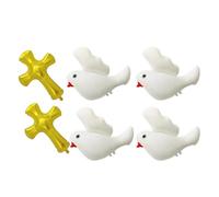 TOKIDNY 6 Pezzi Palloncini per Battesimo e Religiosa in Film di Alluminio Croce e Colomba, Design Sicuro e Superficie Riflettente Liscia