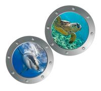 TOKIDNY Adesivi Murali 3d Oblò e Animali Marini in Pvc, Facili da Applicare e Sicuri, 2 Pezzi per Decorare Camerette Stile e Creatività