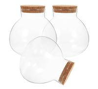 TOKIDNY Bottiglie Ecologiche in Vetro Sigillo di Sughero 3 Pezzi per Paesaggi Mini Terrario e Piante da Tavolo, Design Trasparente e Riutilizzabile