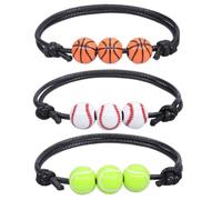 TOKIDNY Braccialetti Sportivi a Tema Palla 3 Unit per Uomo e Donne in Cotone e Resina, Comodi sulla Pelle, per Natale e Giorno