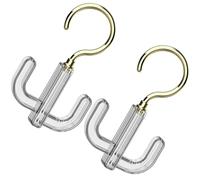 TOKIDNY Gancio Appendiabiti Girevole 360° in Plastica Trasparente Oro, Set 2 Pezzi per Borse, Cinture e Sciarpe, Organizer Salvaspazio per Armadio e Guardaroba Casa