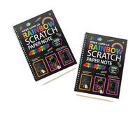 TOKIDNY Libri da Grattare per 2 Pezzi, Carta da Disegno Creativa Arcobaleno Fai da Te, Set di Arte Manuale per Scuola e Attività Domestiche