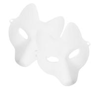 TOKIDNY Maschera di Volpe Bianca 2pezzi in Pu per Halloween, Facile da Colorare e Sicura, Accessorio DIY per Feste e Cosplay per Adulti e Ragazzi