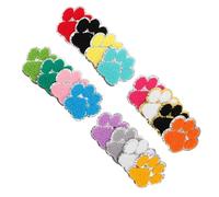 TOKIDNY Set 16 Toppe Termoadesive Ricamo a Forma di Impronte di Zampe di Cane e Gatto Bordatura Argentata Mini Toppe da Stirare per Abbigliamento Borse e Cappelli Decorazioni Fai da