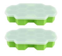 TOKIDNY Set 2 Stampi per Ghiaccio a 12 Griglie in Silicone Alimentare con Coperchio Verde Forma Nido d'Ape per Frigorifero e Preparazioni Fai da Te come Gelatine Budini e Bevande