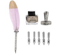 TOKIDNY Set Penna d Oca per Calligrafia Vintage in Acciaio Porpora Supporto da Scrivania Versatile ed Elegante per Uso Professionale e Decorativo