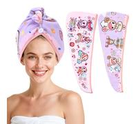Tokidoki Asciugamani per capelli in microfibra con unicorno, confezione da 2 pezzi, 10 x 26 cm, per asciugacapelli, da donna, assorbenti, turbanti e ad asciugatura rapida, cuffia da doccia ricci