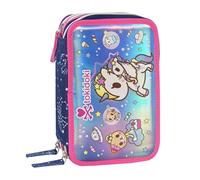 TOKIDOKI - Astuccio Scuola Ufficiale Tokidoki, Astuccio 3 Scomparti Bambina con Set Cancelleria, Penna Cancellabile Blu e Rossa ed Etichette Portanome Adesive, Pratica Chiusura a Zip, 20x13Hx7 cm