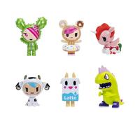 Tokidoki - Confezione da 6 figure da 5 cm, motivo: Donutella, Sabbia, Kaiju Tokimon, Latte, Mozzarella e Rubino - Età 5+ - Prodotto con licenza ufficiale da Jazwares