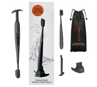 Tokii - Spazzolino da denti con setole morbide in carbone di bambù e raschietto scorrevole per lingua riduce l'alito cattivo, migliora le papille gustative, lascia la bocca fresca e pulita con custodia da viaggio impermeabile e supporto igienico