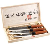 TokioKitchenWare Kitchen & Home - coltello: 3-pezzi Set di coltelli, fatti a mano, manico in legno massello (accessori da cucina, coltelli asiatici, coltello)