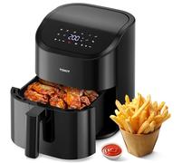 TOKIT 1500W Friggitrice ad Aria, Air Fryer 4,5 L Nero Compatto Con 10 Modalità Per Principianti - Aria Calda A 360°, Meno Rumore, Cottura Perfetta