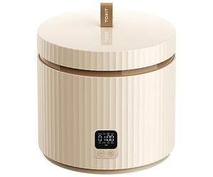 TOKIT Cuociriso PRO 1,5L Rice Cooker Mini, Risottiera Elettrica con Pulsante Touch Display per 1-3 Person Interno Antiaderente Rivestito in Ceramica Regalo Donna Uomo Coppia Alunni (Beige)