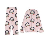 Tokitou Muichirou Kochou Shinobu - Pigiama da donna con bottoni e bottoni, a maniche lunghe, con pantaloni pigiama, abbigliamento da notte, 2 pezzi, per il tempo libero, taglie forti, Nezuko, L