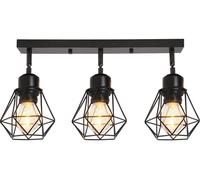 TOKIUS 4 pezzi Plafoniera vintage E27 Lampadario Soffitto Industriale Metallo Gabbia ferro Nero per Corridoio Portico Camera da Letto