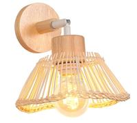 TOKIUS Lampada da Parete Interna Industriale Applique da parete Gabbia in Bambù e Metallo Ø20cm Lampadari e Plafoniere E27 Cucina Per Cucina Camera da letto (A - In bambù rotonda, 1 pezzo)