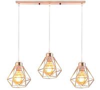 TOKIUS Lampada da Soffitto E27 Vintage Plafoniera Soffitto Industriale Metallo Gabbia ferro Lampada a Sospensione per Corridoio Camera da Letto Soggiorno,Rame (L-una barra)