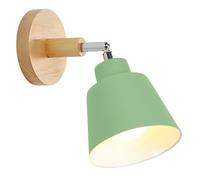 TOKIUS Lampade da Parete Vintage Applique da parete Interno Moderno Applique in Metallo e Legno Lampadari e Plafoniere regolabile E27 Luce da Camera da Letto Soggiorno (1 pezzo, Verde)