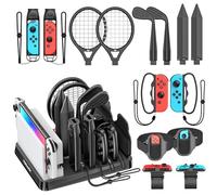 Tokluck 15 in 1 Accessori per Switch Sports, Kit di Accessori per Nintendo Switch Sports Gioco, Switch Organizer per Consola Switch/OLED e Accessori Sportivi Switch Sports, Nero