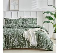 Tokokimo Set Copripiumino Matrimoniale 260x240 cm 100% Microfibra Stile Salvia Dipinti a Mano, Copripiumone Morbido e Resistente Alle Rughe, 1 copripiumini + 2 Federa 50x80, Verde Scuro