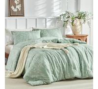 Tokokimo Set Copripiumino Matrimoniale 260x240cm 100% Microfibra Stile Rami e Foglie Dipinti a Mano, Copripiumone Morbido e Resistente Alle Rughe, 1 copripiumini + 2 Federa 50x80, Verde Salvia