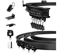 TOKPLNU Ceiling Curtain Track, Flexible Bendable Curtain Track 10Ft Black Curved Curtain Rail Ceiling Wall Mount Curtain Sliding Track System Set for RV, Bay Window, Room Divider