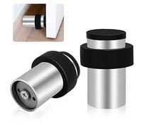 TOKPLNU Fermaporta da pavimento in acciaio inox, resistente, 50 mm, per battiscopa, moderno, alto, per esterni, con punta e anello in gomma, confezione da 2