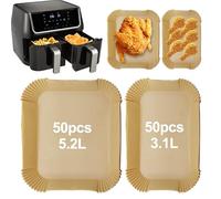 TOKSEO 100 pezzi di carta da forno per friggitrice ad aria calda, 5,2/3,1 l Airfryer per friggitrice ad aria calda Philips Dual Basket Airfryer serie 3000, Moulinex, Tefal EY901810