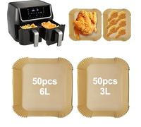 TOKSEO 100 pezzi di carta da forno per friggitrice ad aria calda, 6/3,1 l, per friggitrice ad aria calda Philips Dual Basket Airfryer serie 3000, Moulinex, Tefal EY901810