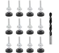 TOKSEO 12 piedini regolabili per mobili, vite di regolazione M8 x 50 mm, piedini di livellamento, piedini regolabili in altezza con dadi, controdadi e punte in metallo per piedini in legno