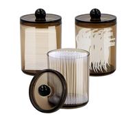 TOKSEO 3 contenitori per batuffolo di cotone, colore nero, per tamponi di cotone, tamponi di cotone, cotone interdentale, batuffolo di cotone, spugne per trucco, elastici per capelli, fermagli per