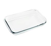 TOKSEO Pirofila da forno in vetro grande, rettangolare, per lasagne, trasparente, 34 x 20 x 5 cm, in vetro