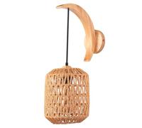 TOKTOP Applique da Parete Interna in Legno E27 Corda di Canapa Rattan Lampada da Parete Boemia Luna Illuminazione Apparecchio Da Parete Vintage per Camera Soggiorno Corridoio Caffè