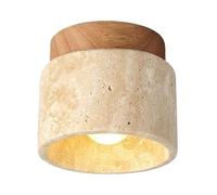 TOKTOP Lampada da soffitto Vintage Creatività, Travertino Giallo Naturale Paralume Lampada da soffitto Legno Sospensione Per Soggiorno Cucina Corridoio Camera