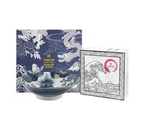 TOKYO design studio Japonism Lion, ciotola grigio scuro-bianco, Ø 25,2 cm, ca. 1400 ml, porcellana asiatica, con confezione regalo e tovaglioli esclusivi