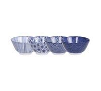 TOKYO Design Studio Nippon - Set di 4 ciotole per riso realizzate in Giappone, in porcellana di alta qualità, scatola regalo decorativa, adatta al microonde e alla lavastoviglie, 10 once ciascuno, blu