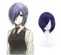 Tokyo Ghoul Kirishima Touka per donna e uomo Parrucche Cosplay unisex Parrucca da 35 cm corta dritta blu anime sintetica per capelli