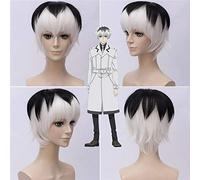 Tokyo Ghoul Parrucche Kaneki Ken Parrucca Costumi Cosplay Parrucca Re Yonebayashi Saiko Capelli bianchi neri per la festa di Halloween
