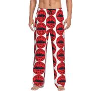 Tokyo Giappone Cityscape Pantaloni Pigiama da uomo Lounge Pantaloni con tasche Elastico in vita Comodo Morbido Regali da Uomo, Nero , XXL