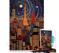 Tokyo, Giappone, di notte - Puzzle per adulti da 1000 pezzi - Gioco per esercizi mentali e relax - Design e assemblaggio Babbo Natale 50x75cm