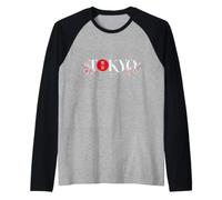 Tokyo Giappone Horizon Sakura Fiore di CILIEGIO Rosso Sole Maglia con Maniche Raglan