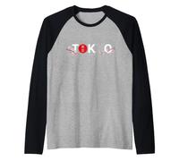 Tokyo Giappone Orizzontale Sakura CILIEGIO Fiore Rosso Sole Maglia con Maniche Raglan