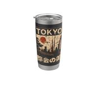 Tokyo Giappone Retro Kanji Personaggi Giapponese Skyline Souvenir Bicchiere termico in acciaio inox doppia parete