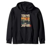 Tokyo Giappone Retro Skyline Anime Tramonto Giapponese Kanji Otaku Felpa con Cappuccio